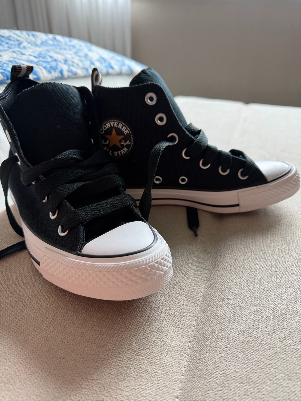 Converse Black High Top Kids Sneakers with White Sole